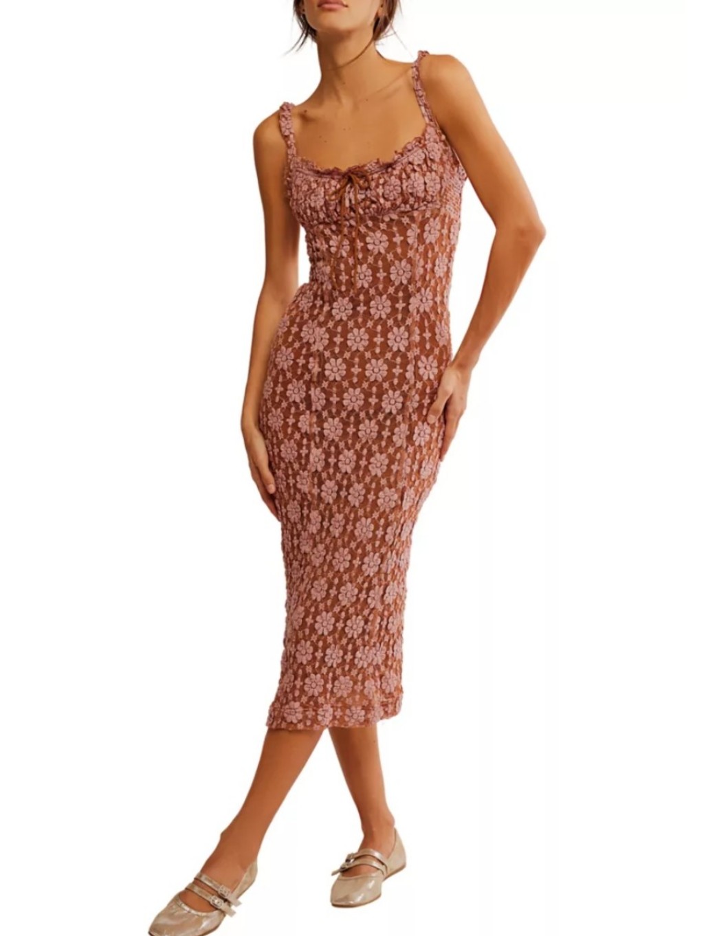 Free People Lucinda Lace Midi Dress Size Medium